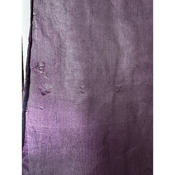 Womens Purple Silk Rectangle Blouse Wooden Doll Print Black White Geo Head Scarf - Picture 7 of 13